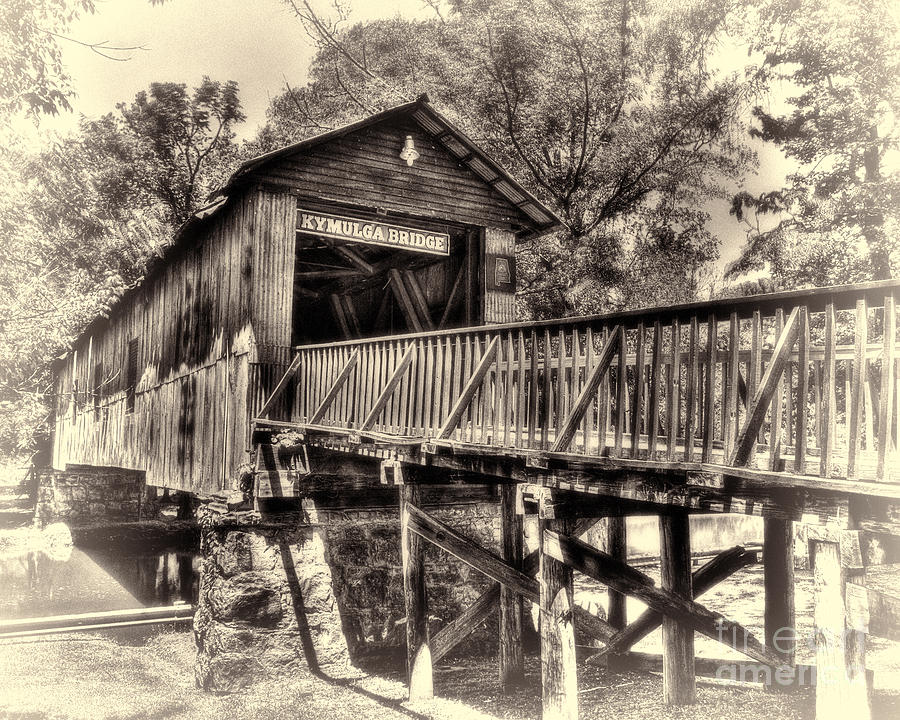 Historic Kymulga Covered Bridge Toned Photograph by Ken Johnson