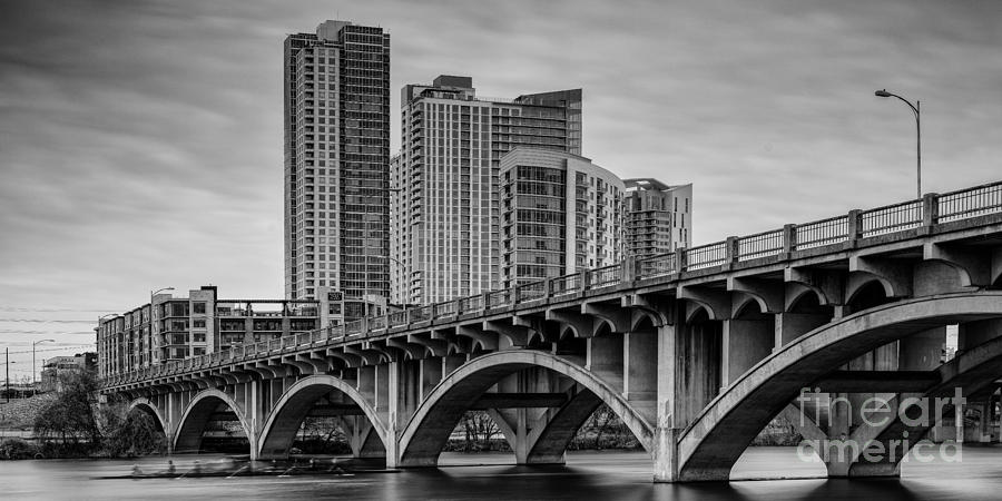 Austin Photograph - Historic Lamar Boulevard Bridge in Black And White - Austin Texas Hill Country by Silvio Ligutti