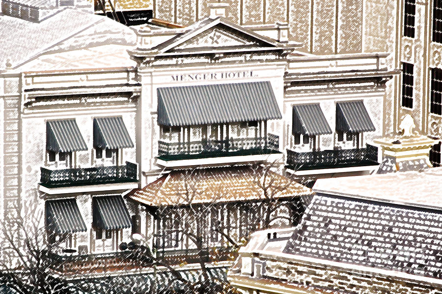 Historic Menger Hotel circa 1858 San Antonio Texas Colored Pencil Digital Art Digital Art by Shawn OBrien