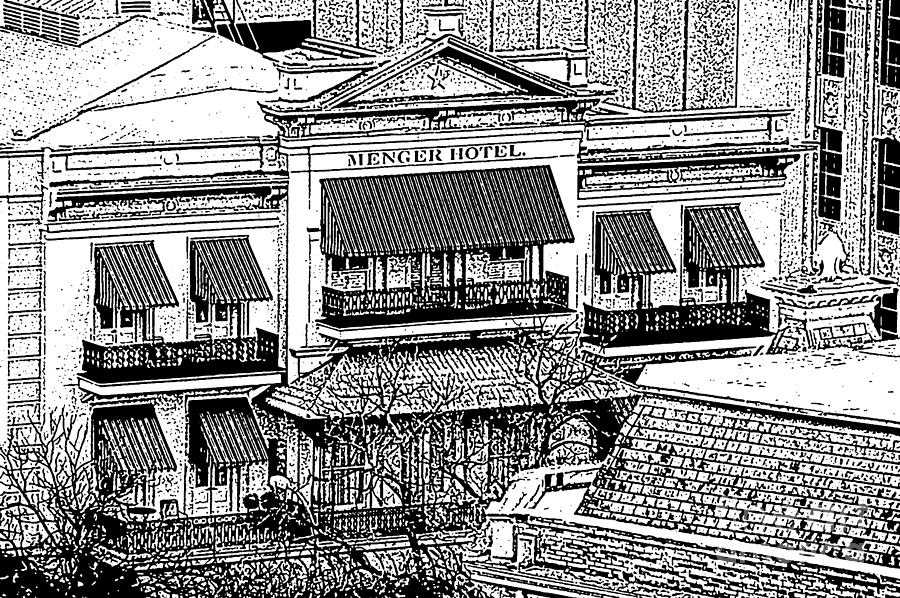Historic Menger Hotel circa 1858 San Antonio Texas Stamp Digital Art Digital Art by Shawn OBrien