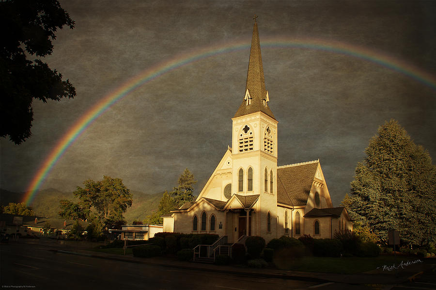 Historic Methodist Church In Rainbow Light Photograph