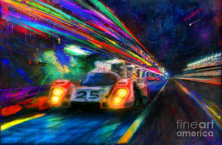 Porsche Mixed Media - Vics Night Out #1 by Alan Greene