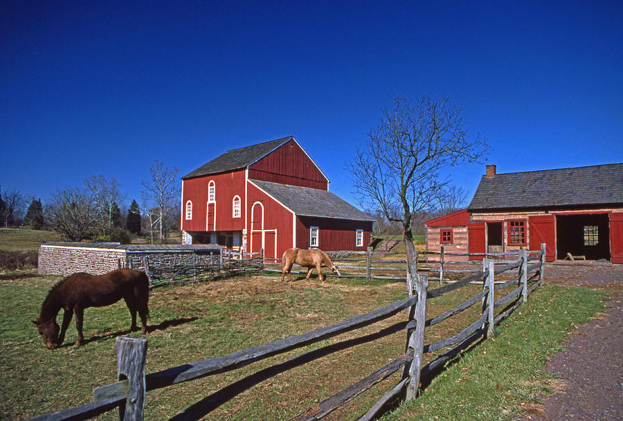 Historic Red Barn And Rail Fence Photograph