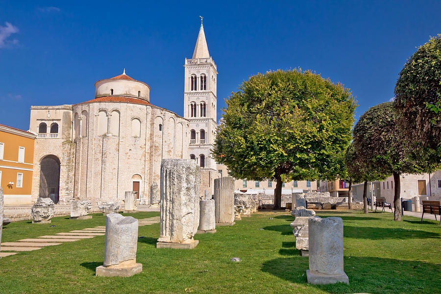 Historic Roman Artefacts On Zadar Square Photograph