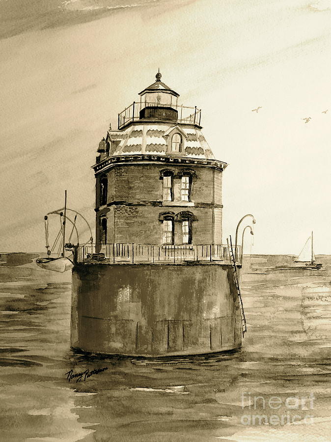 Historic Sandy Point Light Painting by Nancy Patterson