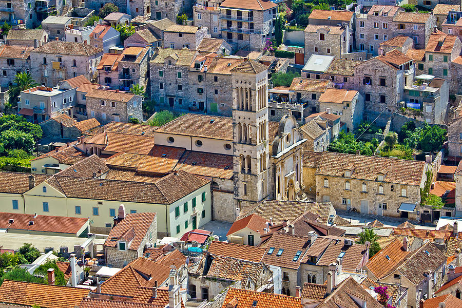 Historic town of Hvar aerial view Photograph by Brch Photography