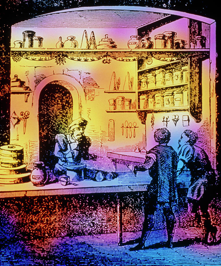 Historical Engraving Of An Apothecary Shop Photograph by Mehau Kulyk/science Photo Library