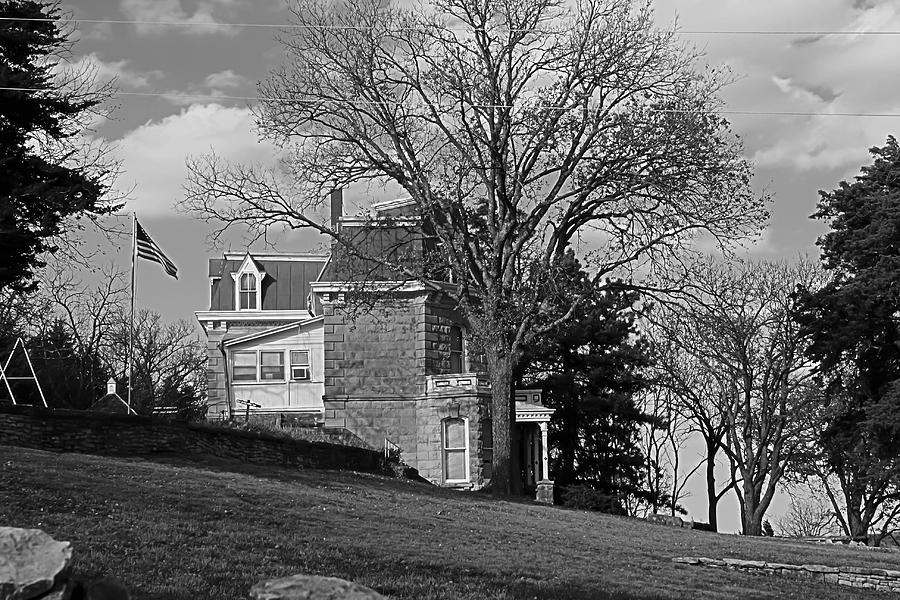 Historical Flint Hills Mansion in B and W Photograph by Barbara Dean