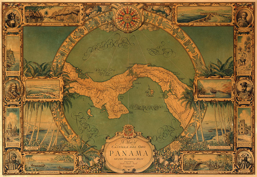 Historical Map of Panama Photograph by Andrew Fare