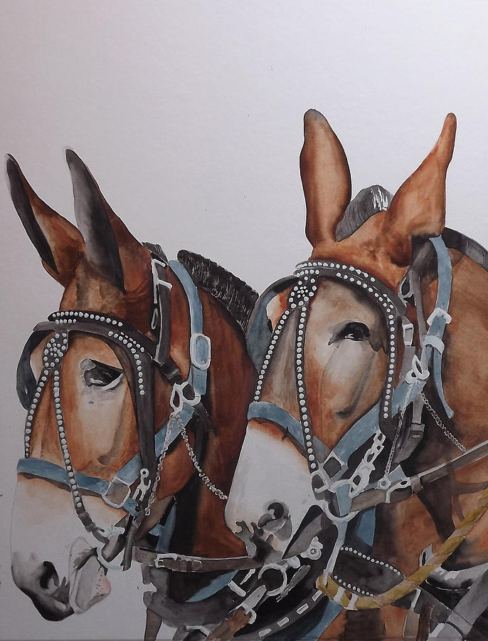Donkey Painting - Hitched by Gary Thomas