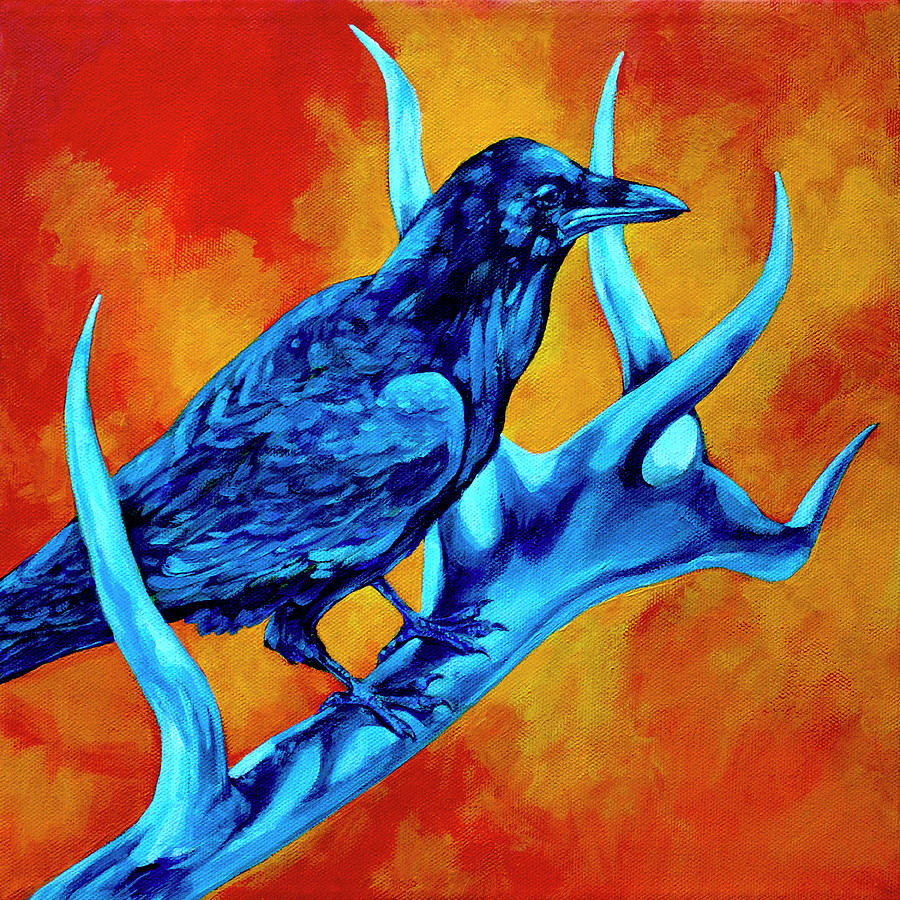 Raven Painting - Hitchhiker by Derrick Higgins