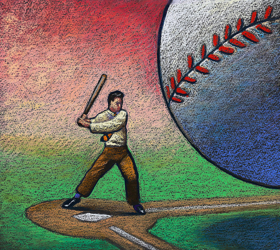 Hitting Giant Baseball Drawing by Jonathan Evans