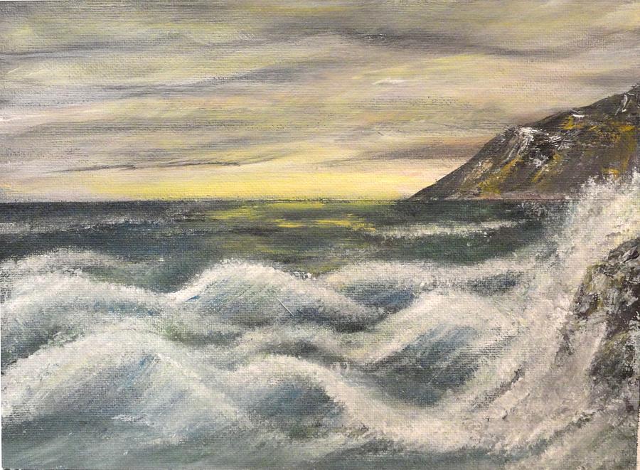 Seascape Painting - Hitting Rocks by Corina Lupascu