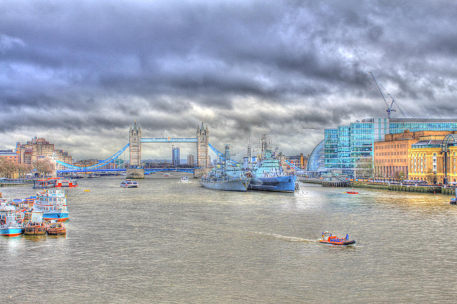 London Photograph - HMS Belfast HDR by Ash Sharesomephotos