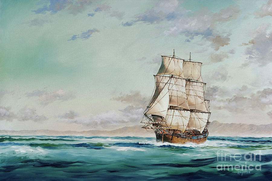 Endeavour Painting - HMS Endeavour by James Williamson