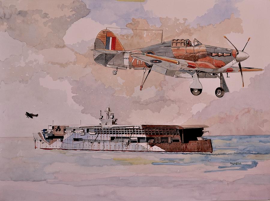 HMS Furious Painting by Ray Agius