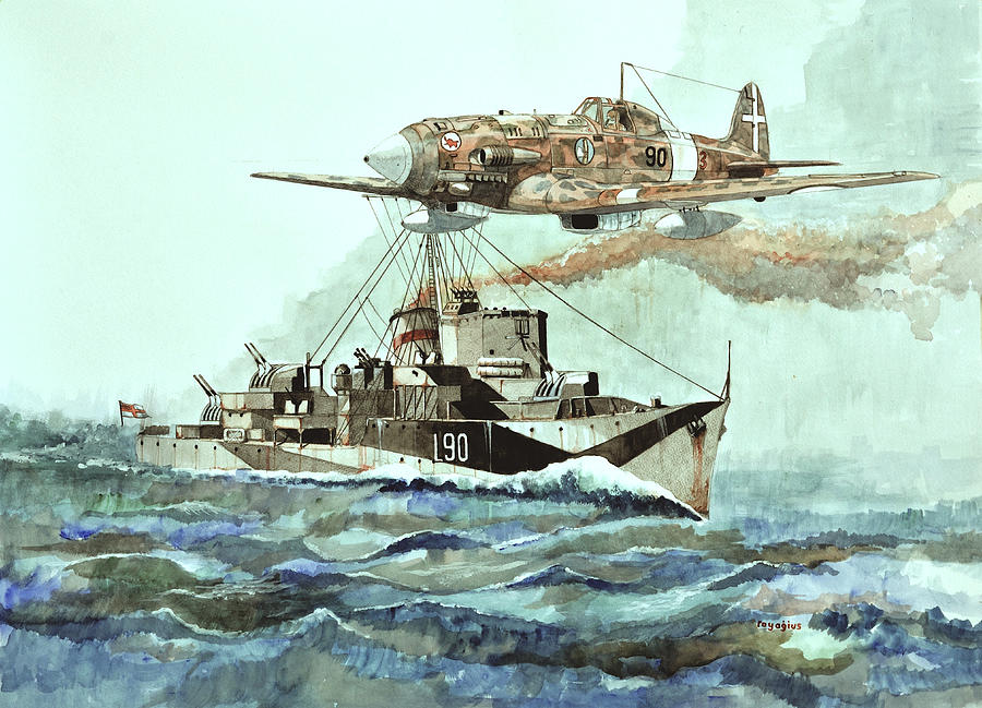 Wwii Painting - HMS Ledbury by Ray Agius