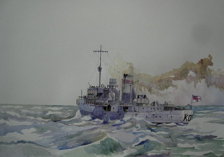 Royal Navy Painting - HMS Spiraea by Ray Agius
