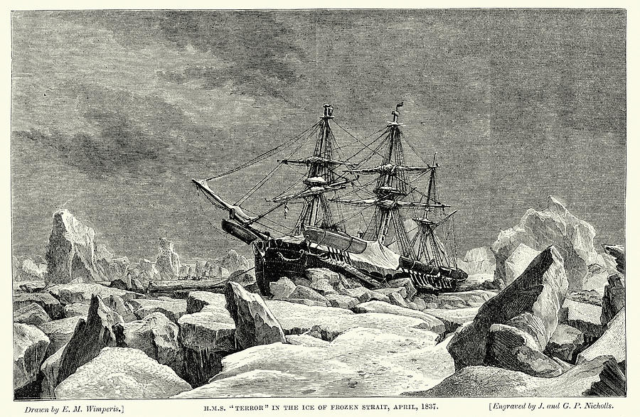 HMS Terror frozen in the ice, 1837 Drawing by Duncan1890