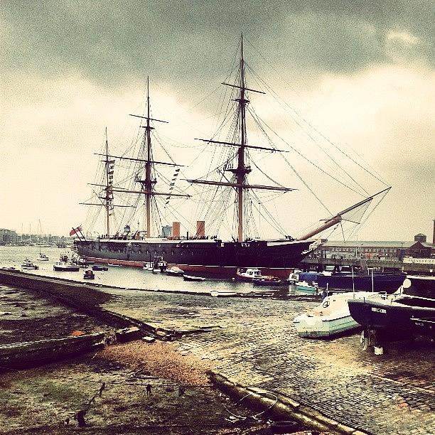 Winter Photograph - Hms Warrior,  Portsmouth by Mike Leport