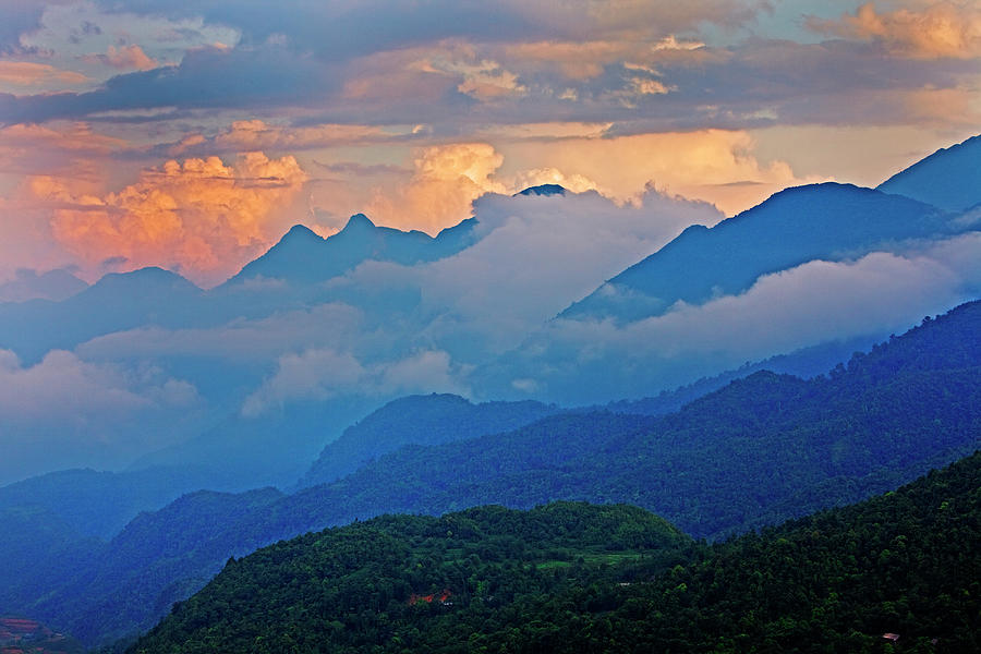 Hoang Lien Mountains At Sunset Photograph by John W Banagan