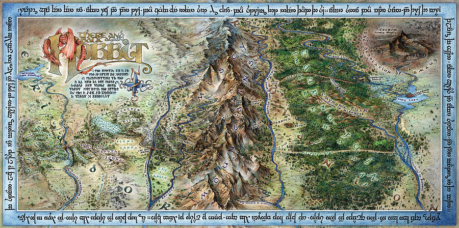 Dragon Painting - Hobbit Map EN by Tom Koval