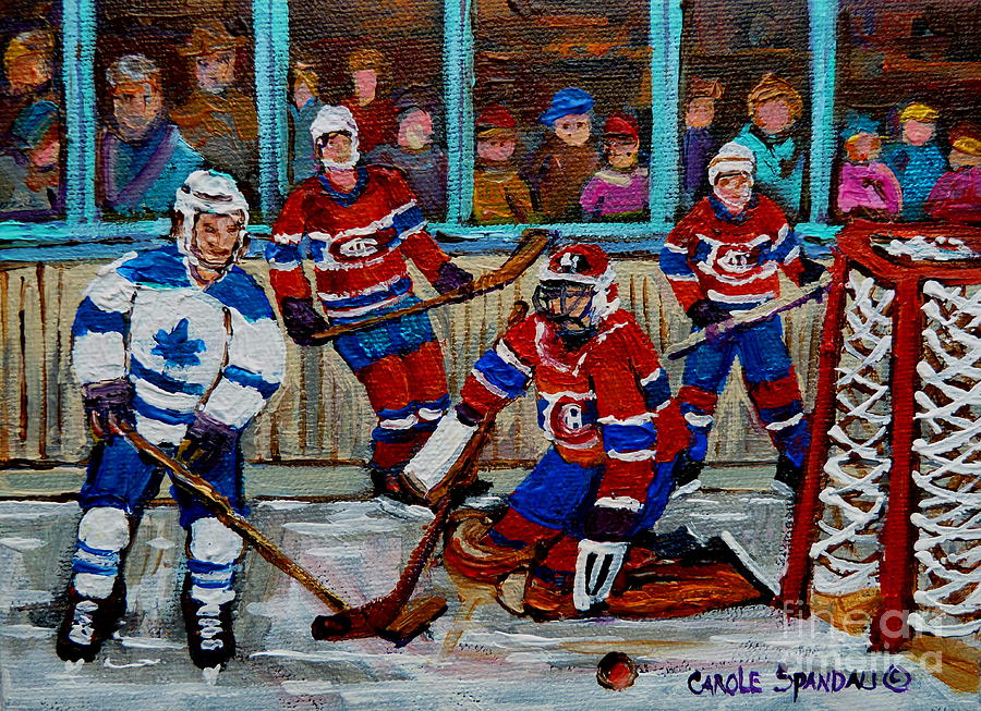 Hockey Art Vintage Game Montreal Forum Painting by Carole Spandau