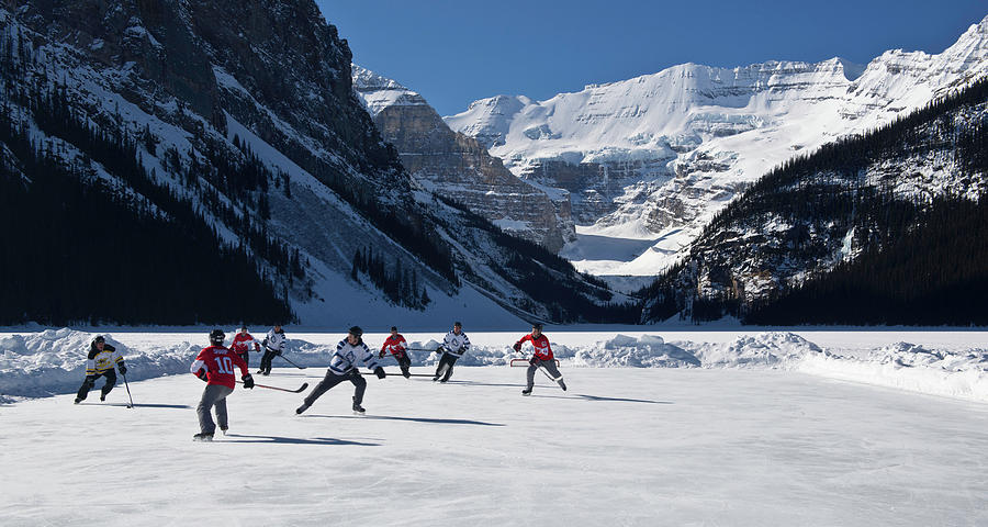 Hockey Players Playing On The Frozen Photograph by Panoramic Images