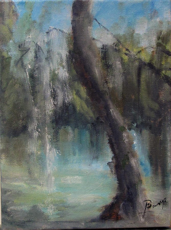 Tree Painting - Hofwyl Morning by Sarah Barnaby