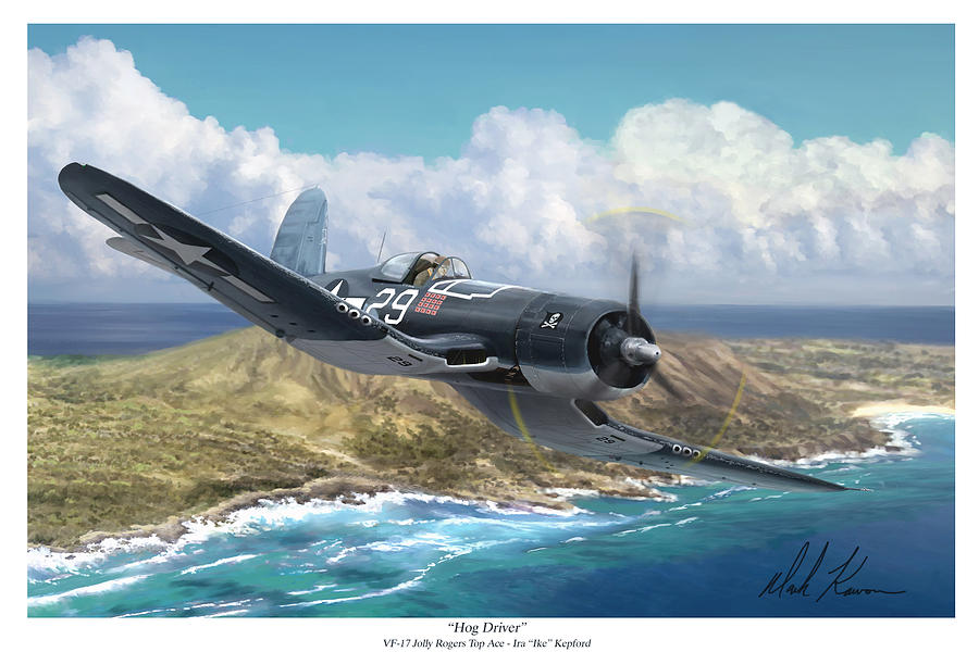 Hog Driver Vf 17 Jolly Rogers Top Ace Ike Kepford Painting by Mark Karvon