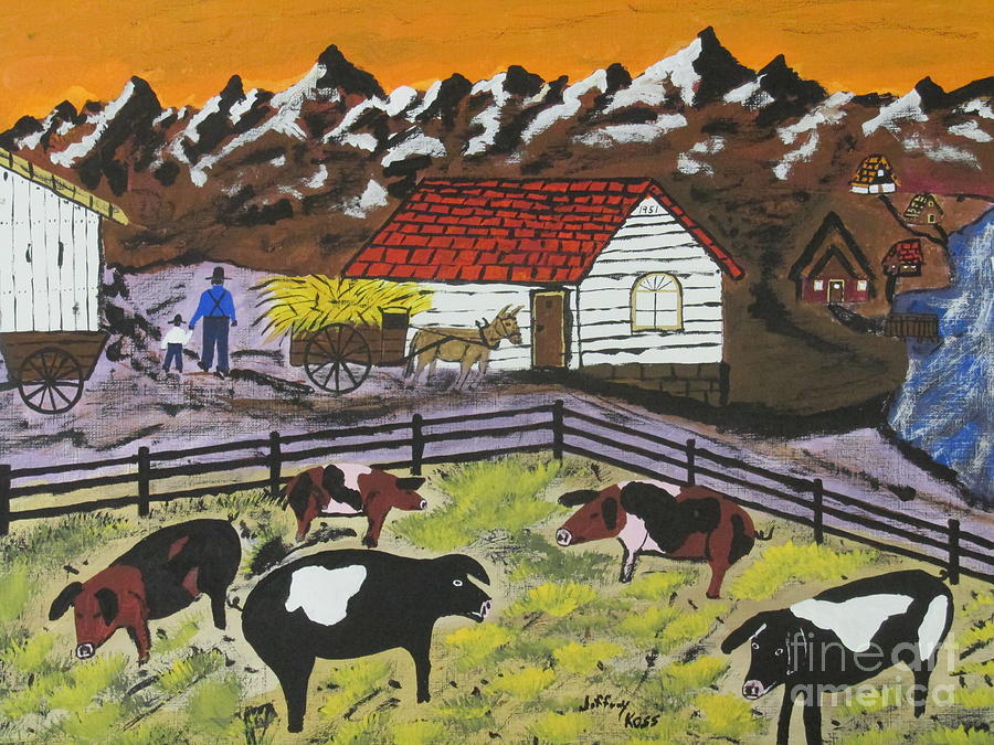 Hog Heaven Farm Painting by Jeffrey Koss