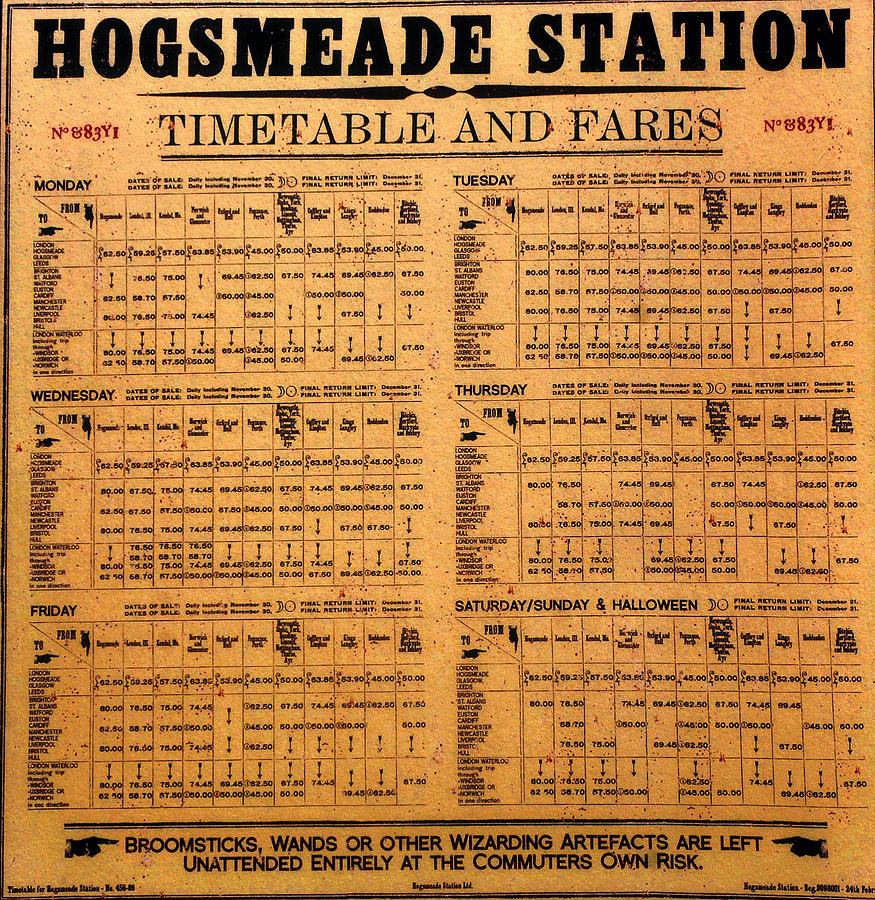 Wizard Photograph - Hogsmeade Station Timetable by David Lee Thompson