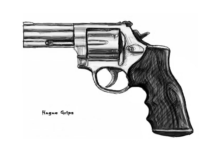 Hogue Grips hang gun drawing art Painting by Kim Wang