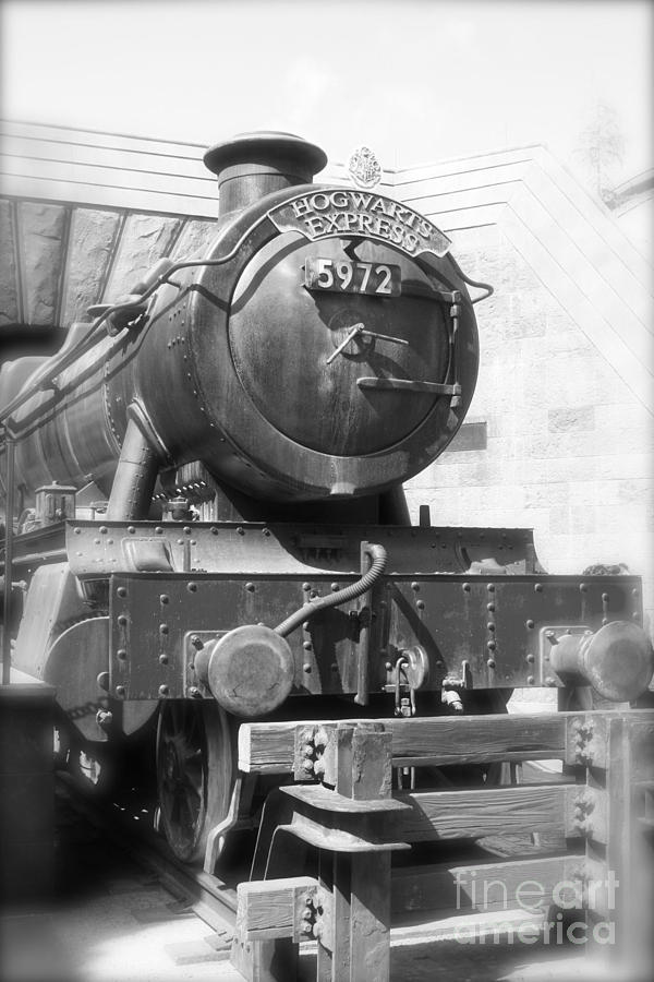 Hogwarts Express Train CloseUp Black and White Photograph by Shelley Overton
