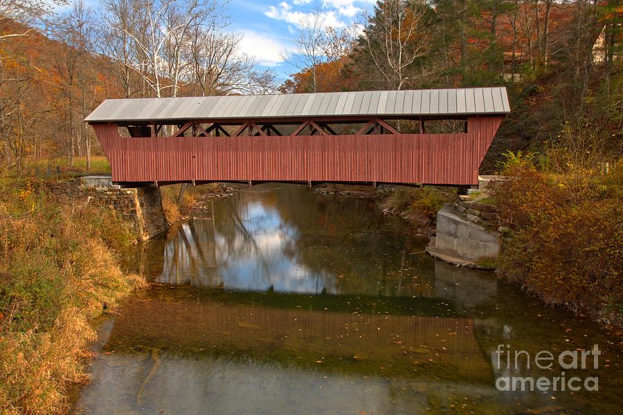 Hokes Mill Covered Bridge Reflections Photograph by Adam Jewell