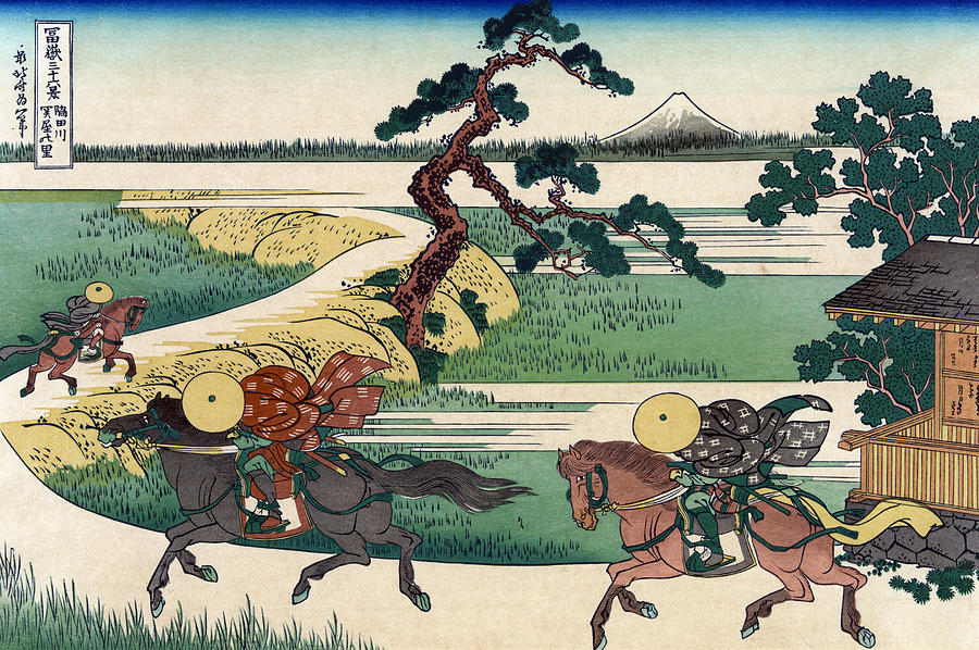 Hokusai Horseback Riding Painting by Granger