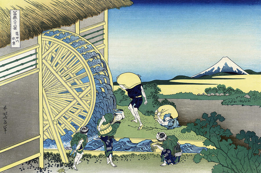 Hokusai Waterwheels Painting by Granger
