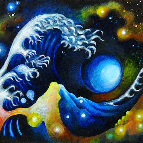 Hokusais Nebula Painting by Corey Habbas