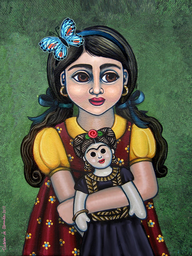 Holding Frida with Butterfly Painting by Victoria De Almeida