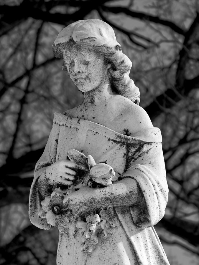 Holding Memorial Flowers BW Photograph by David T Wilkinson