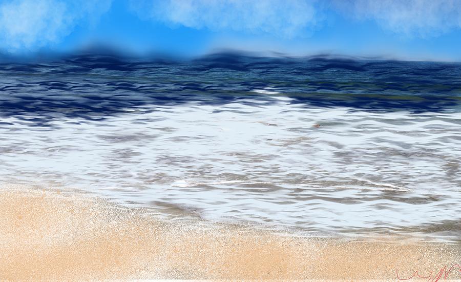 Beach Painting - Holding on to summer by Bill Minkowitz