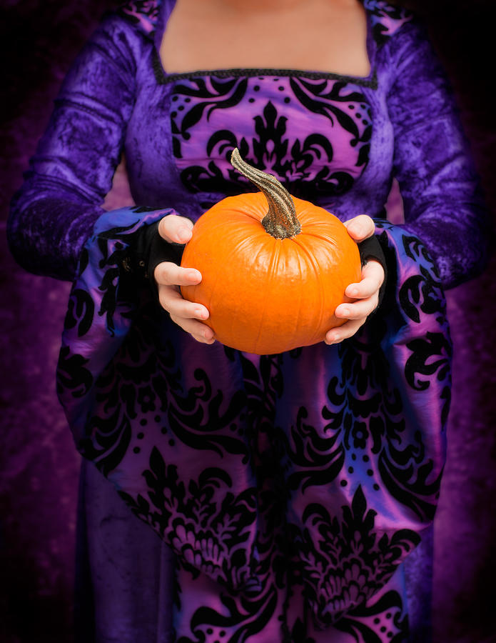 Halloween Photograph - Holding Pumpkin by Amanda Elwell