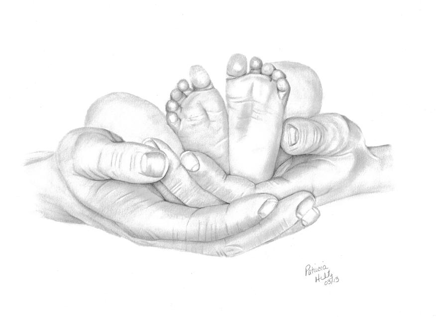 Hands Drawing - Holding the Future by Patricia Hiltz