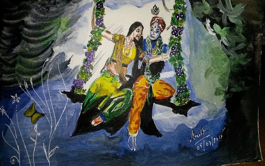 Radha Krishna playing Holi Holi festival special Drawing and painting  Radha Krishna Rangpanchami  YouTube  Holi painting Holi Holi drawing