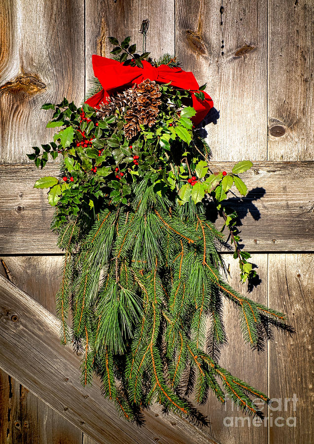 Christmas Photograph - Holiday Barn Door by Olivier Le Queinec