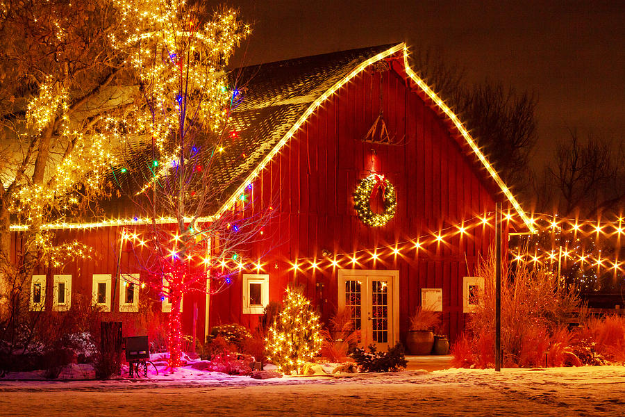 Christmas Photograph - Holiday Barn by Teri Virbickis