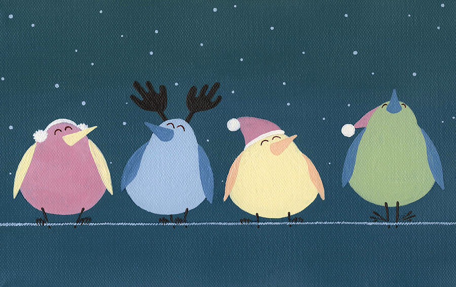 Holiday Birds Painting by Natasha Denger