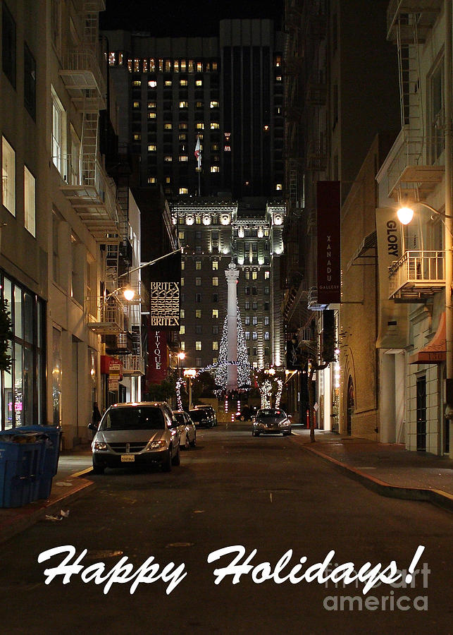 Holiday Christmas Card . Maiden Lane San Francisco Photograph by Wingsdomain Art and Photography