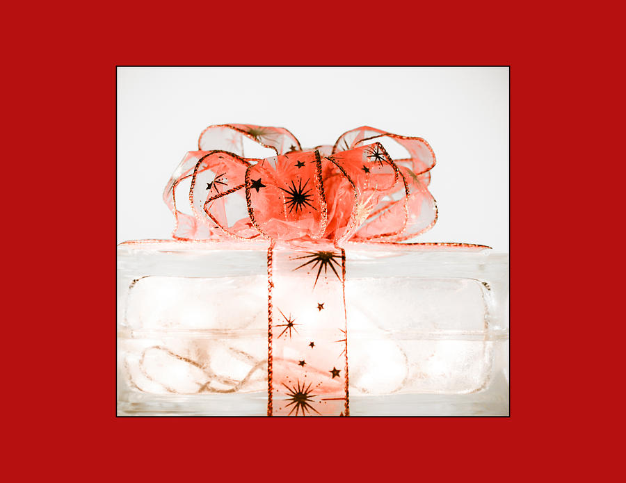 Holiday Glass Gift Box II with Red Bow in Red Photograph by Jo Ann Tomaselli