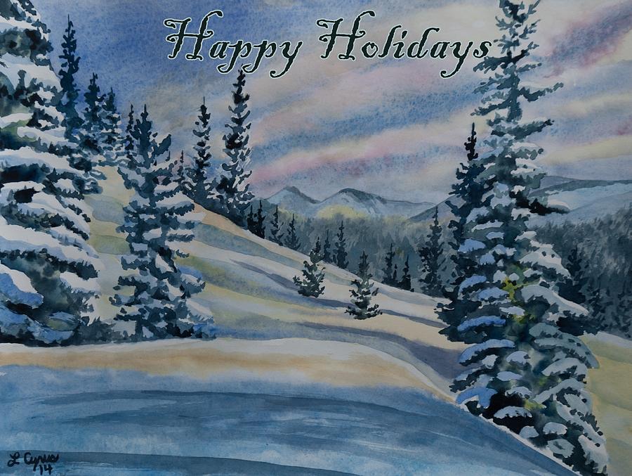 Happy Holidays - Winter Landscape Painting by Cascade Colors